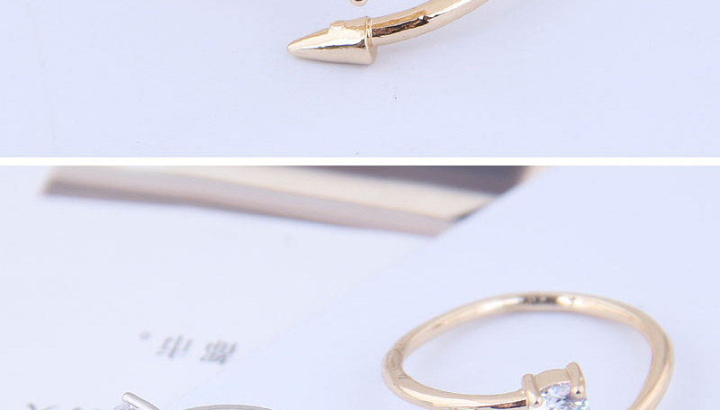 Fashion Gold Zircon Rivet Opening Ring,Rings