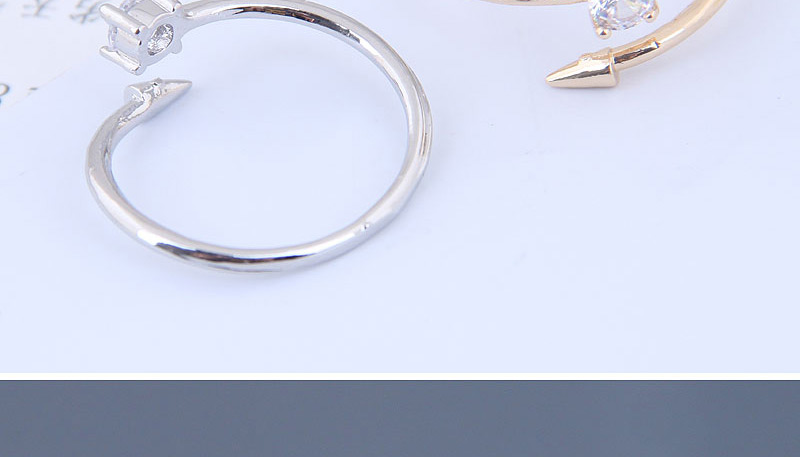 Fashion Silver Zircon Rivet Opening Ring,Rings