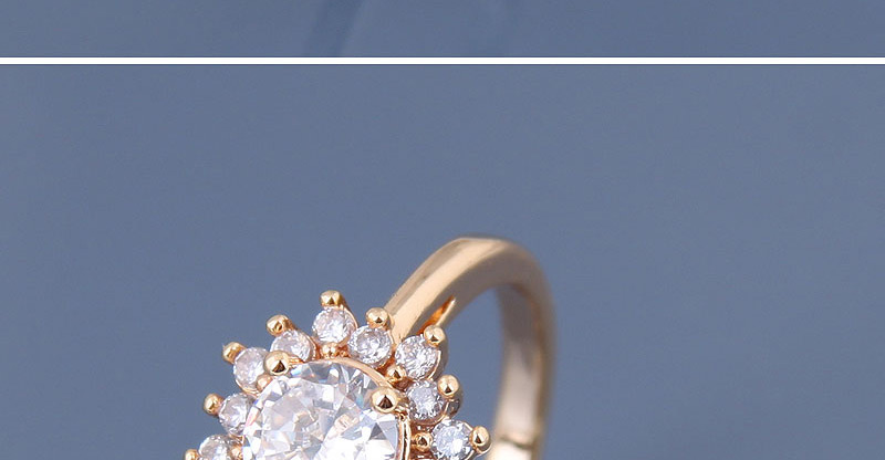 Fashion Silver Inlaid Zircon Sun Flower Ring,Rings
