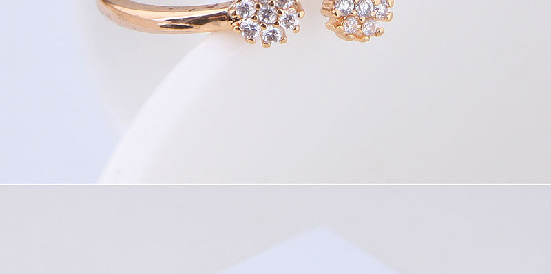 Fashion Gold Inlaid Zircon Flower Opening Ring,Rings