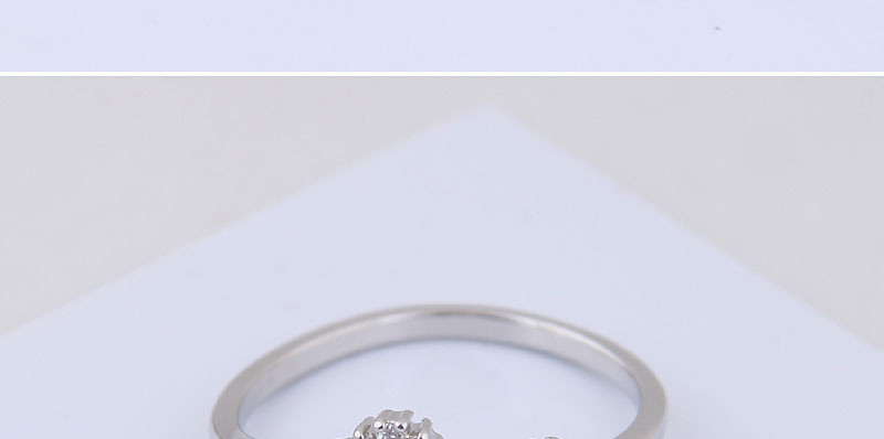 Fashion Silver Inlaid Zircon Flower Opening Ring,Rings