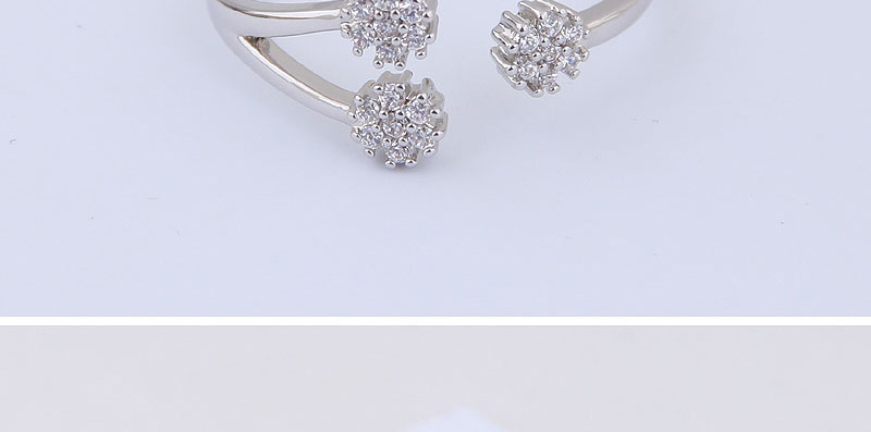 Fashion Silver Inlaid Zircon Flower Opening Ring,Rings