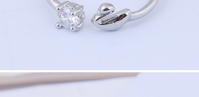 Fashion Silver Zircon Goose Open Ring,Rings