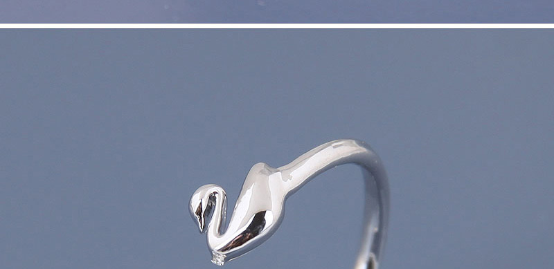 Fashion Silver Zircon Goose Open Ring,Rings
