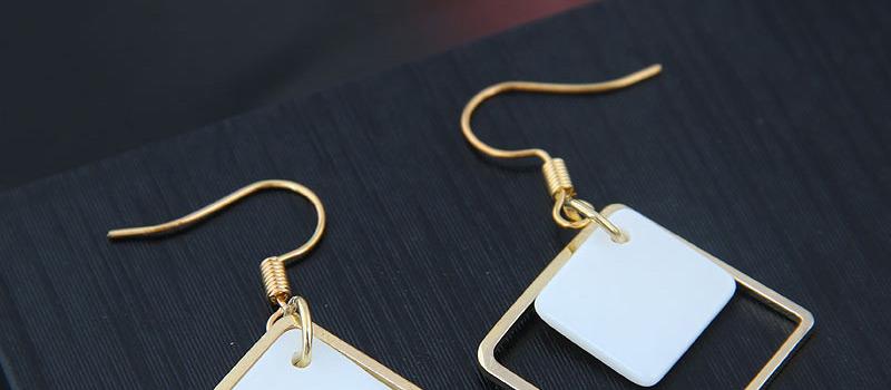 Fashion Gold Shell Geometric Shape Square Earrings,Drop Earrings