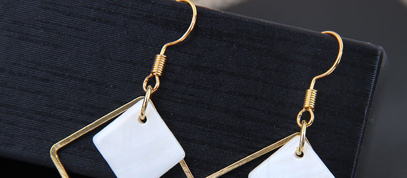 Fashion Gold Shell Geometric Shape Square Earrings,Drop Earrings