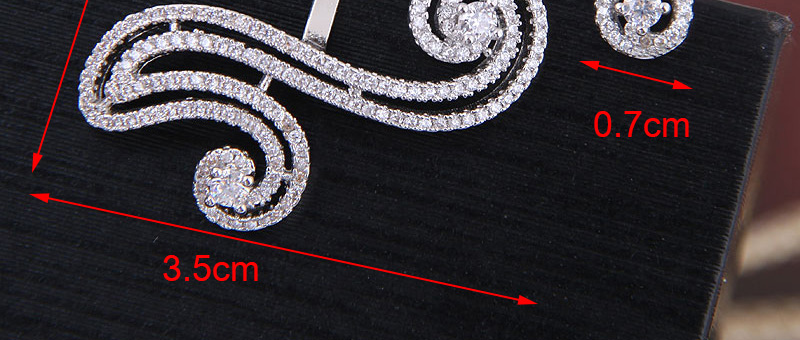Fashion Silver  Silver Needle Copper Micro Inlaid Zircon Asymmetrical Earrings,Stud Earrings