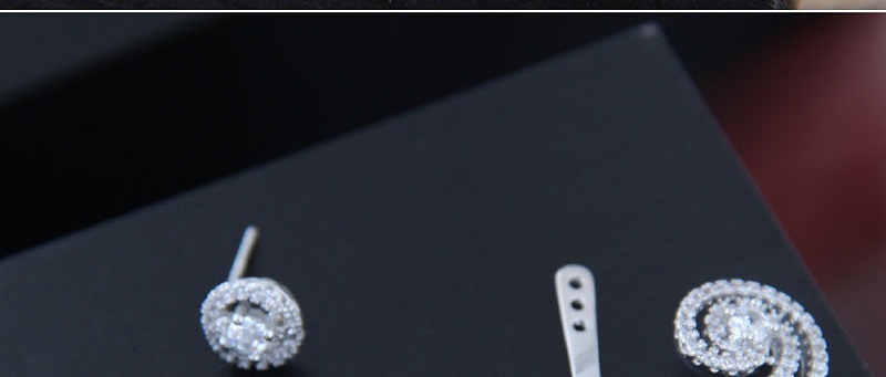 Fashion Silver  Silver Needle Copper Micro Inlaid Zircon Asymmetrical Earrings,Stud Earrings