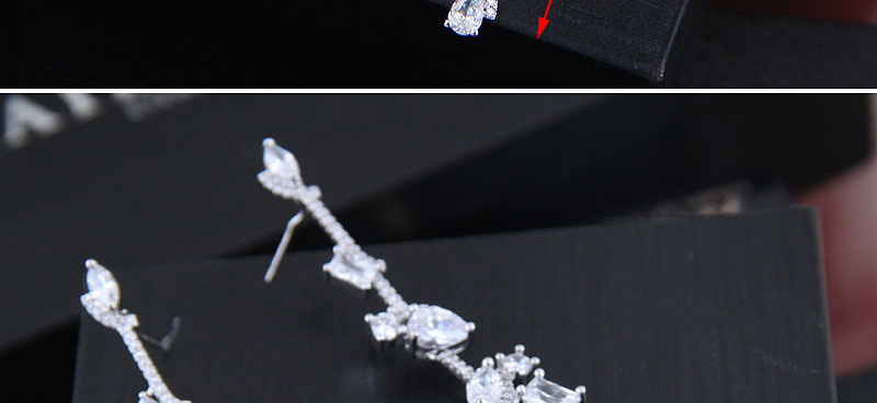 Fashion Silver  Silver Pin Copper Micro Inlaid Zircon Earrings,Drop Earrings