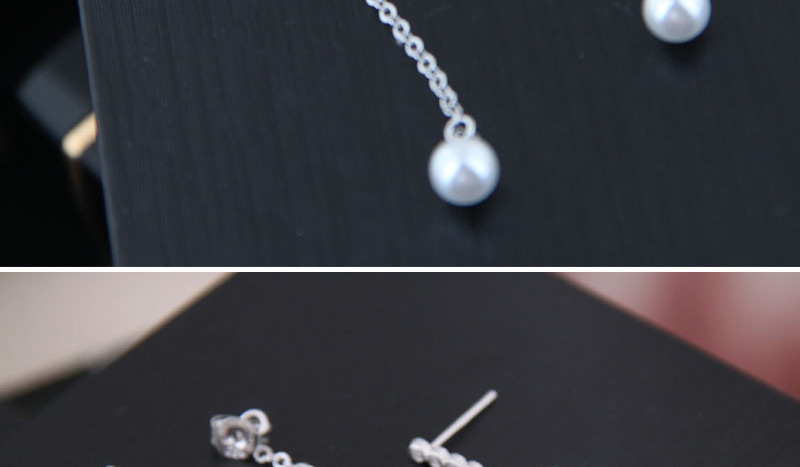 Fashion Silver  Silver Needle Copper Pearl Stud Earrings,Drop Earrings