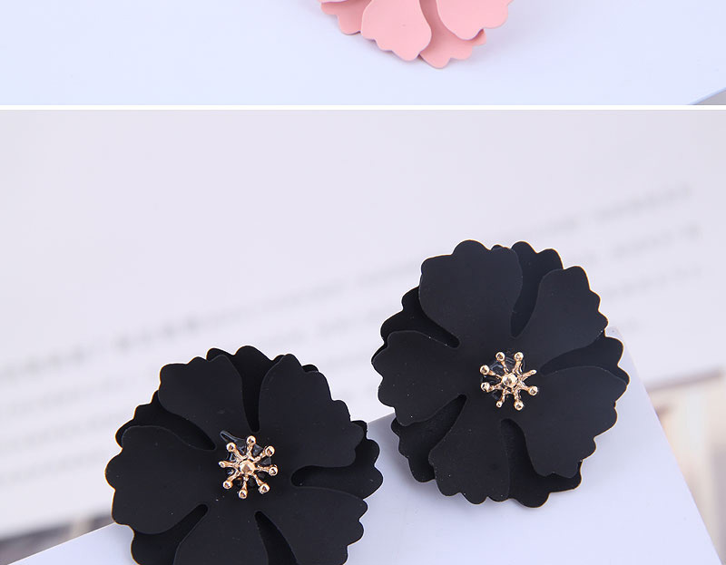 Fashion Black Metal Flower Earrings,Stud Earrings
