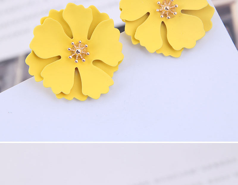 Fashion Yellow Metal Flower Earrings,Stud Earrings