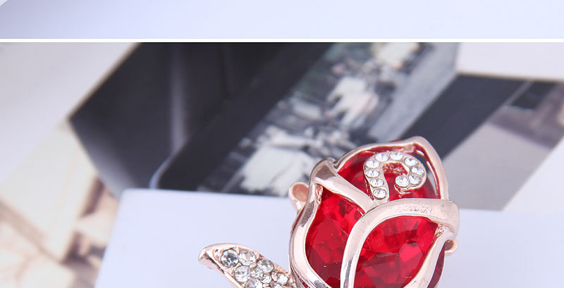 Fashion Red Metal Gemstone Tulip Brooch,Korean Brooches