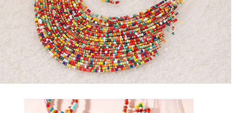 Fashion Color Rice Beads Multi-layer Necklace Earrings Set,Jewelry Sets