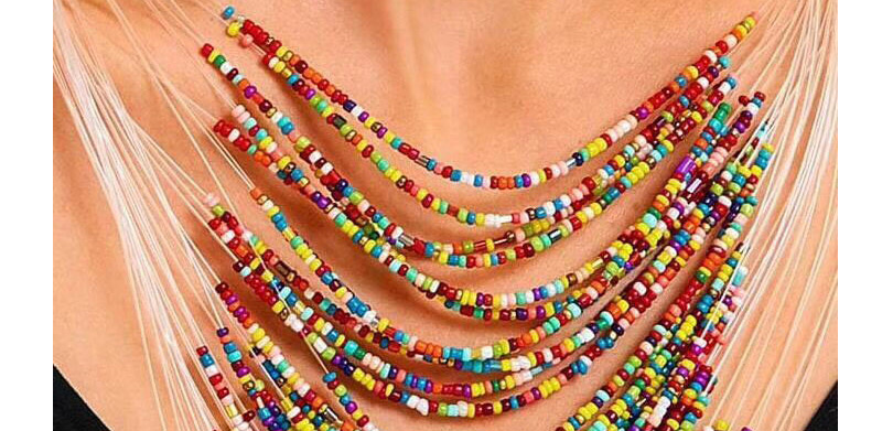 Fashion Color Rice Beads Multi-layer Necklace Earrings Set,Jewelry Sets