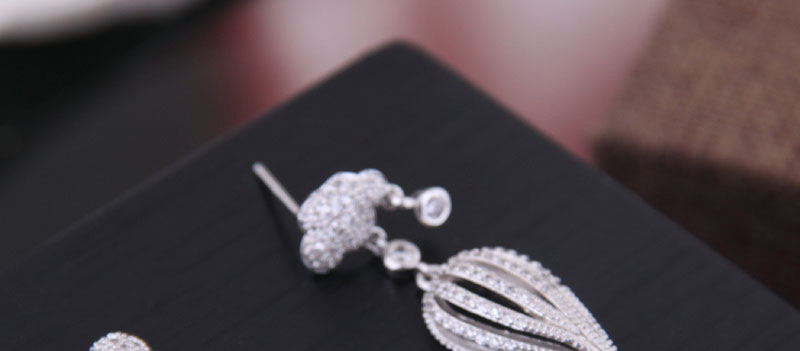 Fashion Silver Copper Micro-inlaid Zircon Parachute Earrings,Drop Earrings