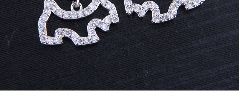 Fashion Silver Copper Micro-inlaid Zircon Rich Dog Earrings,Stud Earrings
