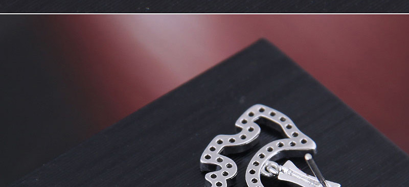 Fashion Silver Copper Micro-inlaid Zircon Rich Dog Earrings,Stud Earrings
