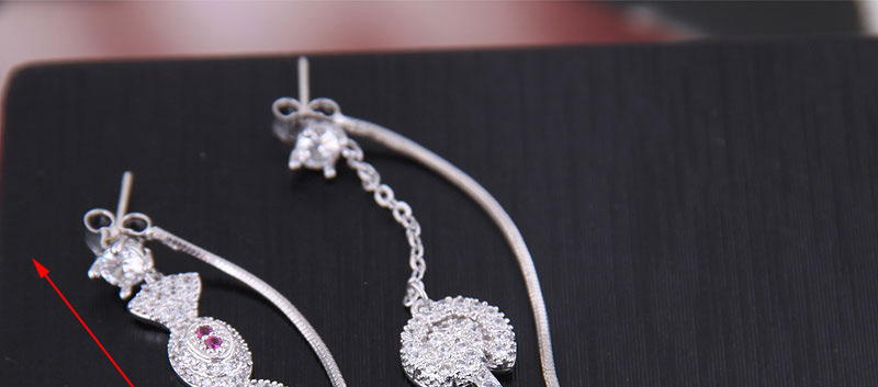 Fashion Silver Copper Micro Inlaid Zircon Lollipop Pearl Stud Earrings,Earrings