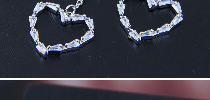 Fashion Silver Copper Micro Inlaid Zircon Love Asymmetric Earrings,Drop Earrings