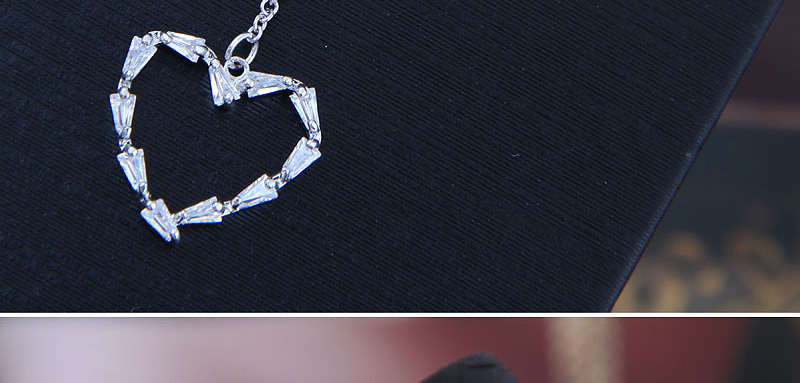 Fashion Silver Copper Micro Inlaid Zircon Love Asymmetric Earrings,Drop Earrings