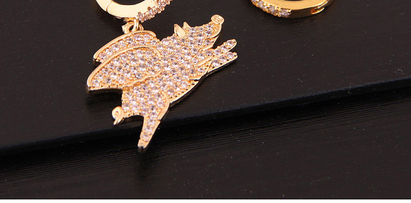 Fashion Gold Copper Micro-inlaid Zircon Animal Asymmetric Earrings,Hoop Earrings