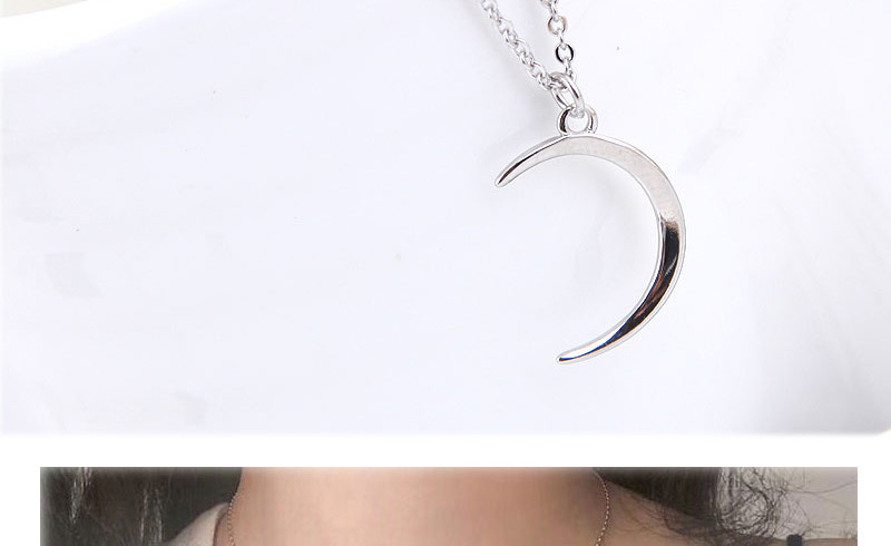 Fashion Silver Copper Plated Real Gold Crescent Necklace,Necklaces