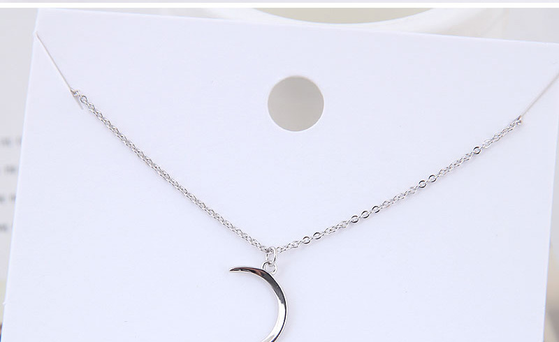 Fashion Silver Copper Plated Real Gold Crescent Necklace,Necklaces