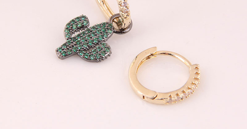 Fashion Gold Inlaid Zircon Ring Asymmetrical Earrings,Hoop Earrings