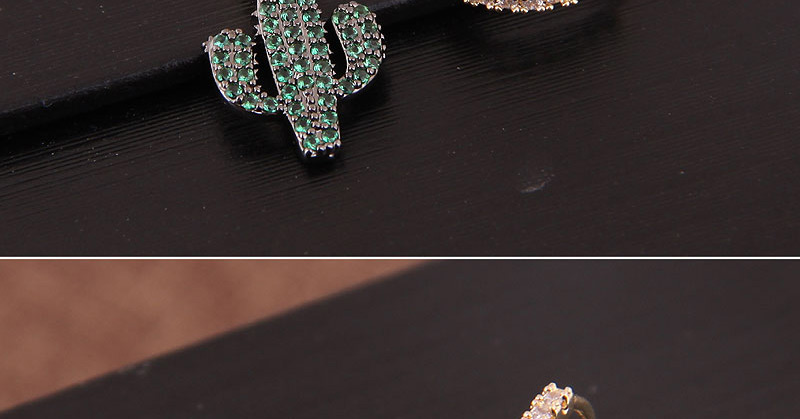 Fashion Gold Inlaid Zircon Ring Asymmetrical Earrings,Hoop Earrings