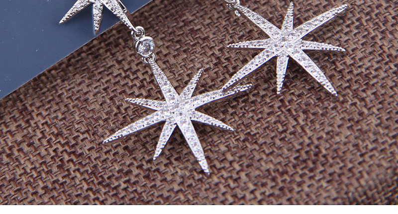 Fashion Silver Copper Micro-inlaid Zircon Sun Flower Earrings,Drop Earrings