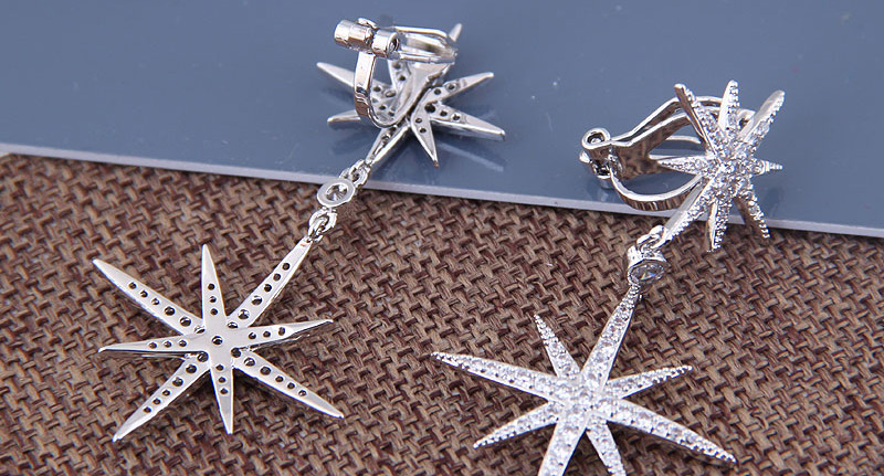 Fashion Silver Copper Micro-inlaid Zircon Sun Flower Earrings,Drop Earrings