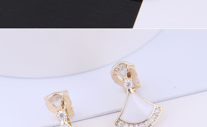Fashion Gold Copper Micro-inlaid Zircon Shell-shaped Earrings,Drop Earrings
