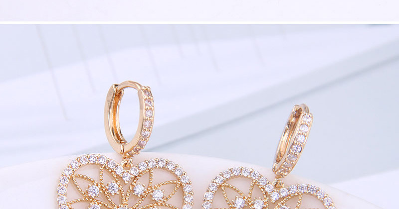 Fashion Gold Copper Micro Inlaid Zircon Shines Hollow Love Earrings,Stud Earrings