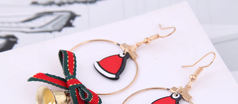 Fashion Gold Circle Bow Bell Christmas Series Earrings,Drop Earrings