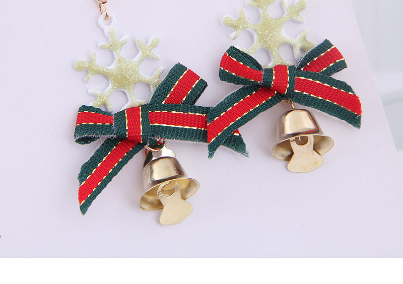 Fashion Green Snowflake Bow Bell Christmas Series Earrings,Drop Earrings