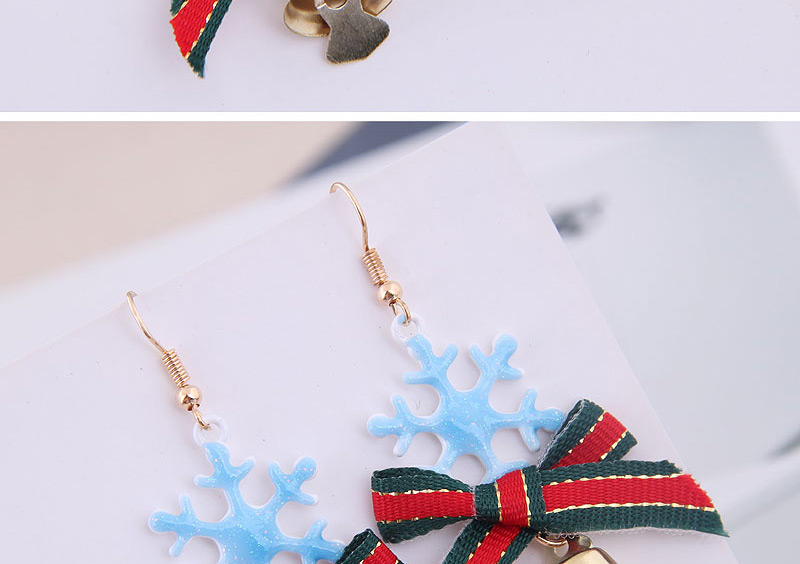 Fashion Beige Snowflake Bow Bell Christmas Series Earrings,Drop Earrings