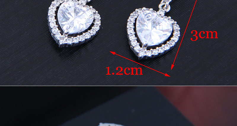 Fashion Silver Copper Micro Inlaid Zircon Sparkling Heart Earrings,Drop Earrings