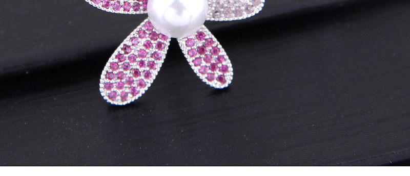 Fashion Red Copper Micro-inlaid Zircon-sparking Purple Gold Flower Asymmetric Earrings,Stud Earrings