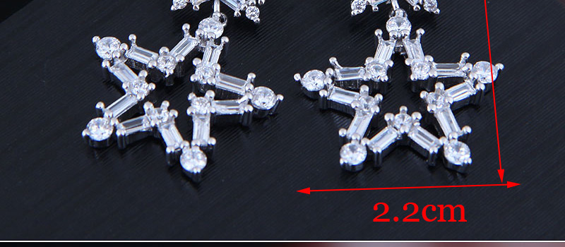 Fashion Silver Copper Micro Inlaid Zircon Shining Star Stud Earrings,Drop Earrings