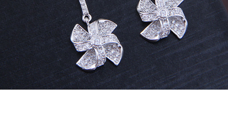 Fashion Silver Copper Micro-inlaid Zircon Windmill Earrings,Drop Earrings
