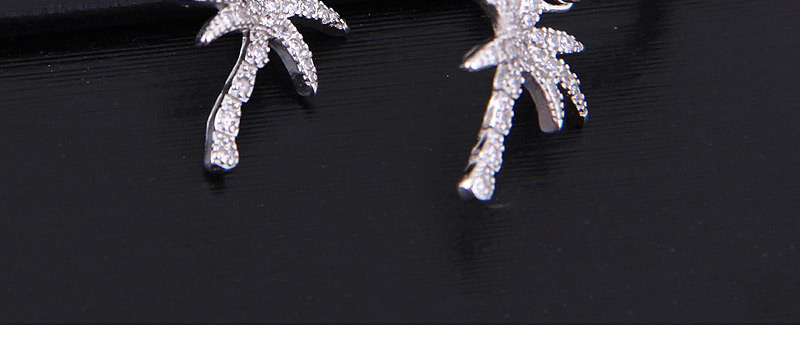 Fashion Silver Copper Micro-inlaid Zircon Banana Tree Stud Earrings,Drop Earrings