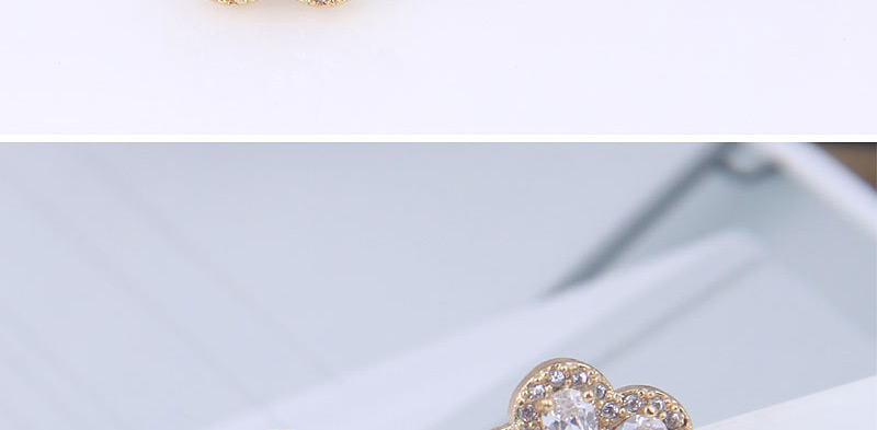 Fashion Gold Copper Micro Inlaid Zircon Petal Earrings,Stud Earrings