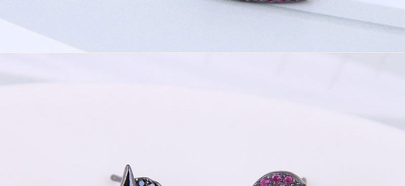 Fashion Black Copper Micro Inlaid Zircon Brand Cleat,Stud Earrings