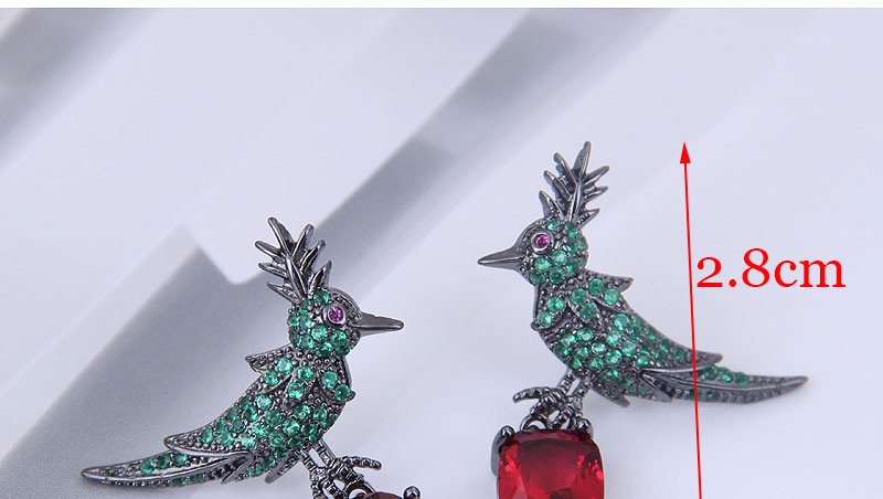 Fashion Pink Copper Micro Inlaid Zircon Bird Earrings,Stud Earrings