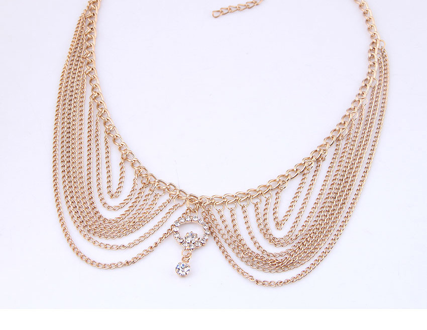 Fashion Gold Metal Multi-layer Tassel Collar Necklace,Bib Necklaces