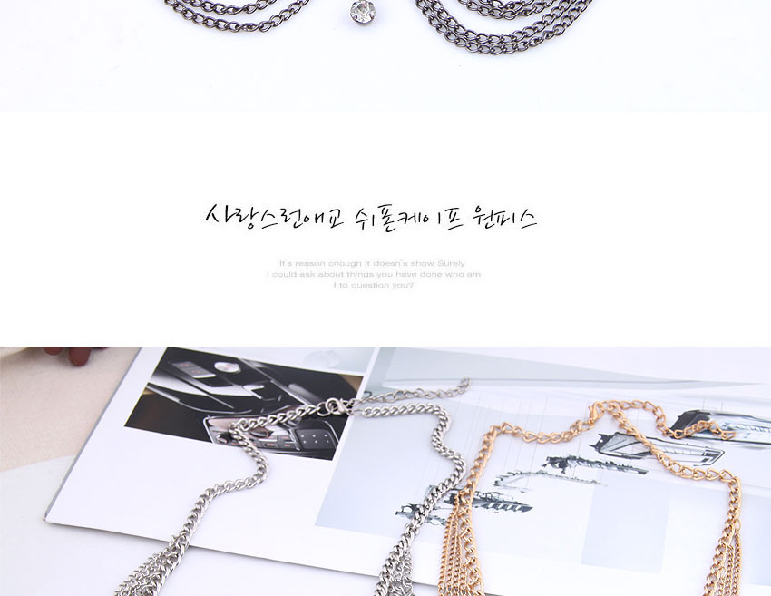 Fashion Silver Metal Multi-layer Tassel Collar Necklace,Chains
