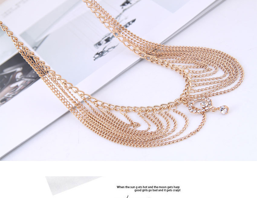 Fashion Silver Metal Multi-layer Tassel Collar Necklace,Chains