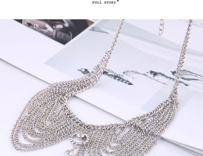 Fashion Gun Black Metal Multi-layer Tassel Collar Necklace,Bib Necklaces