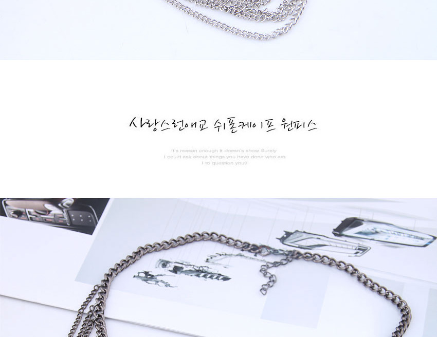 Fashion Gun Black Metal Multi-layer Tassel Collar Necklace,Bib Necklaces